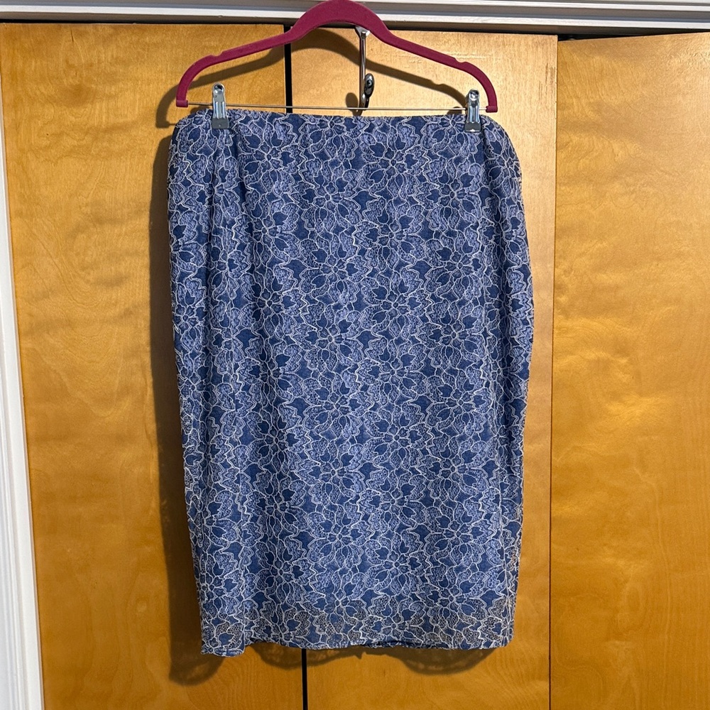 Lane Bryant Navy Floral Lace Pencil Skirt